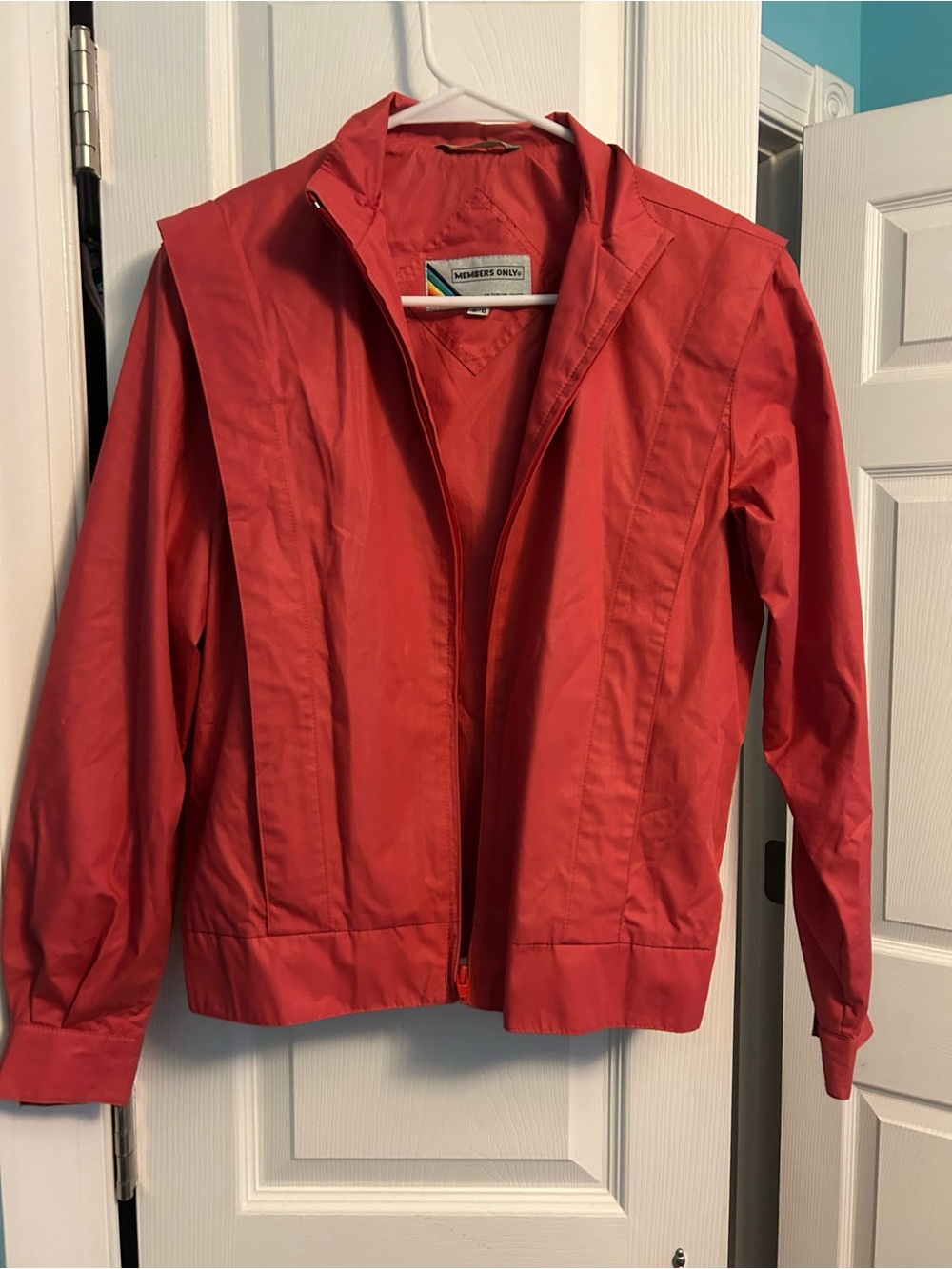 Members Only Women's Vibrant Red Zip-Front Bomber Jacket vintage